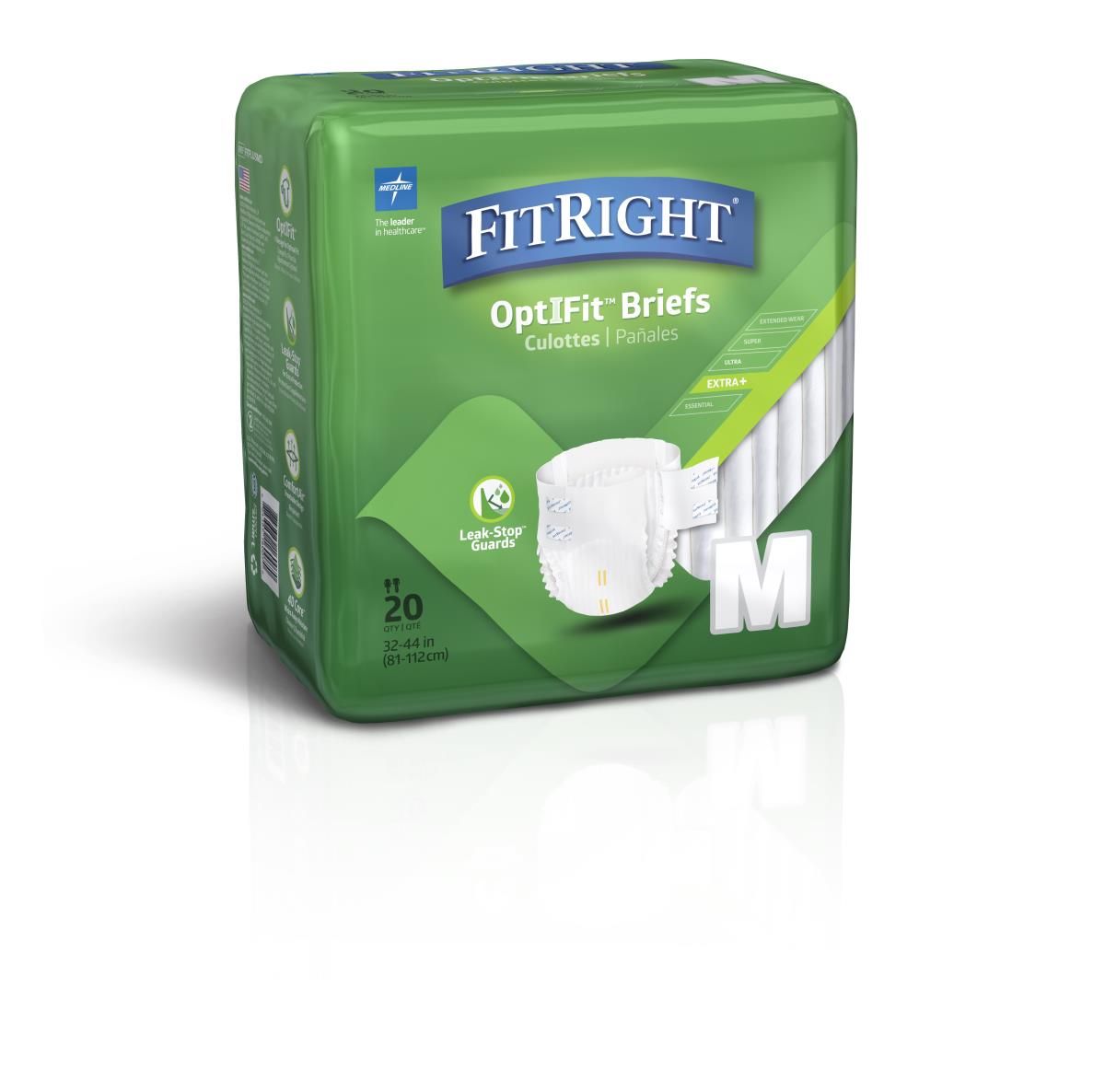 Medline FitRight OptiFit Extra+ Disposable Brief M 80Ct