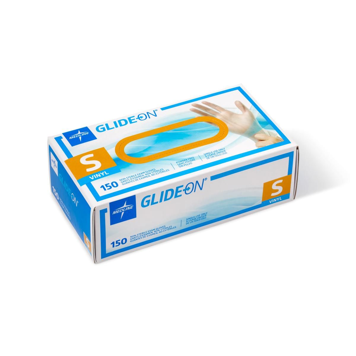 Medline Glide-On Vinyl Exam Gloves S 150Ct