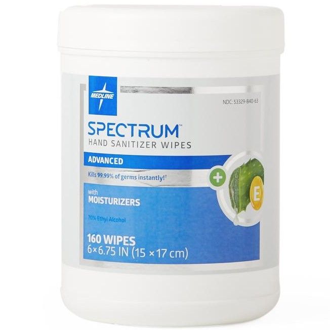 Medline Spectrum Adv Hand Sanitizer Wipe 6x6.75 160Ct