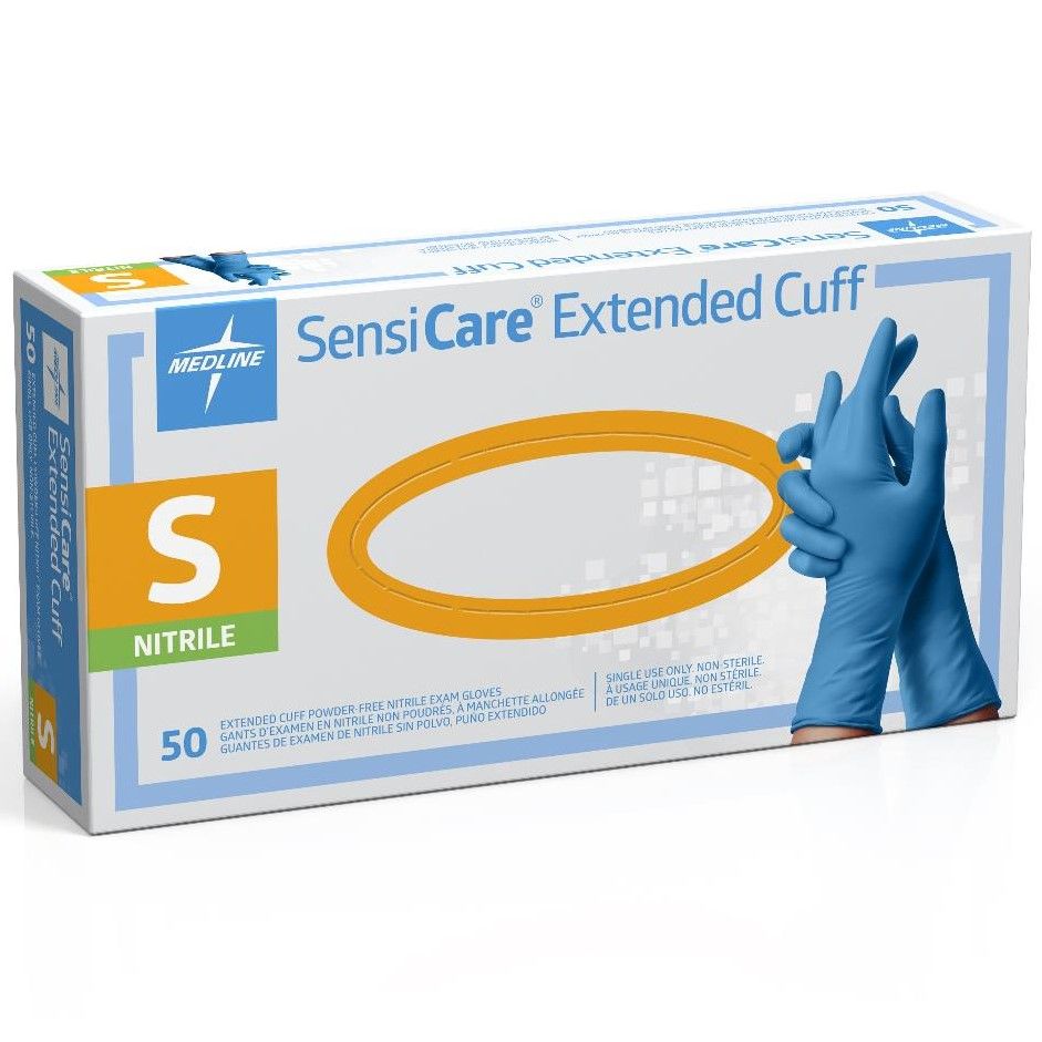 SensiCare Extended Cuff Nitrile Exam Gloves Size S 50Ct