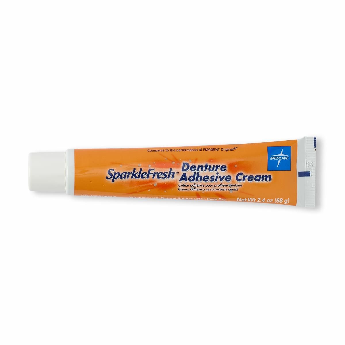 Medline SparkleFresh Denture Adhesive Cream 2.4oz 12Ct