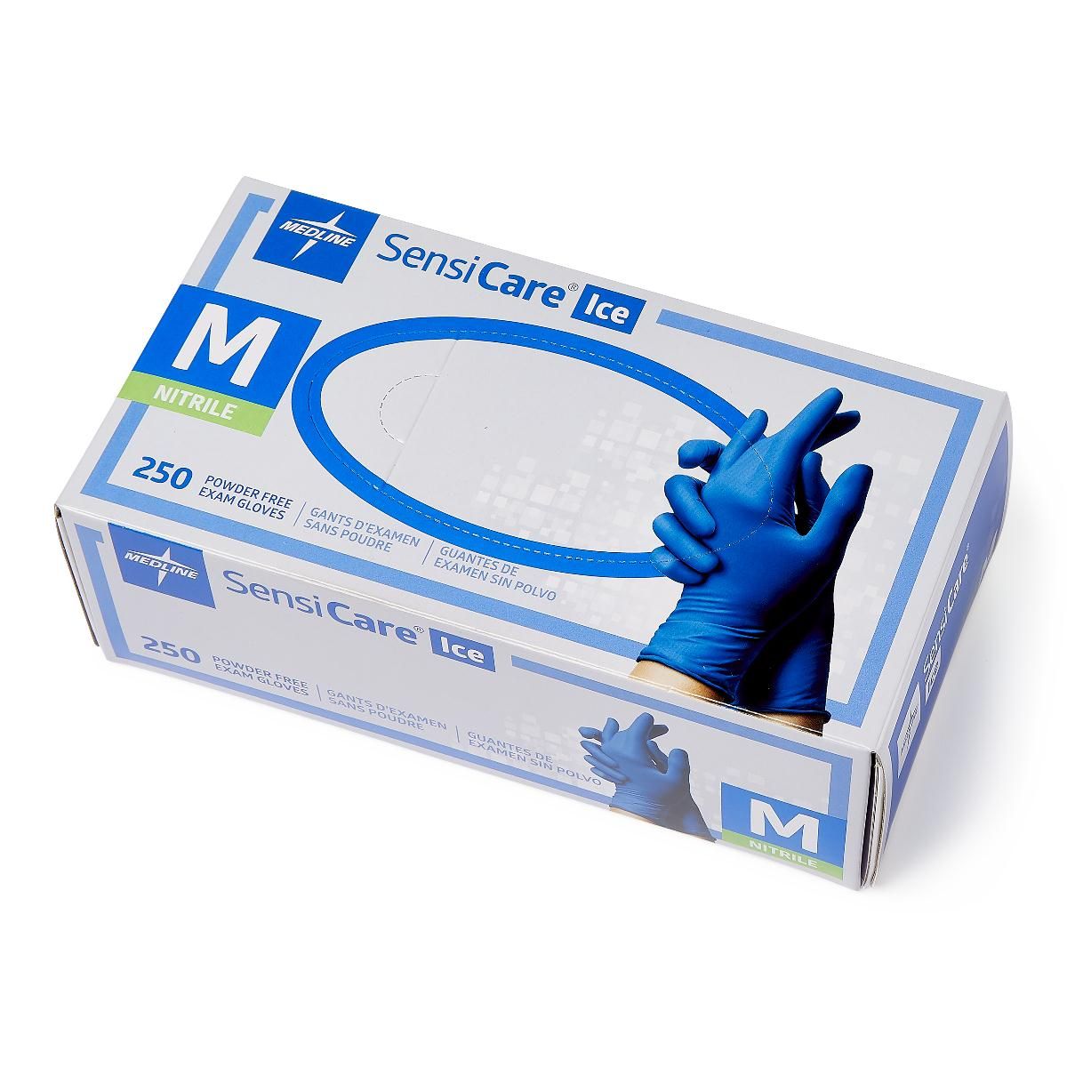 Medline SensiCare Ice Nitrile Exam Gloves M 2500Ct