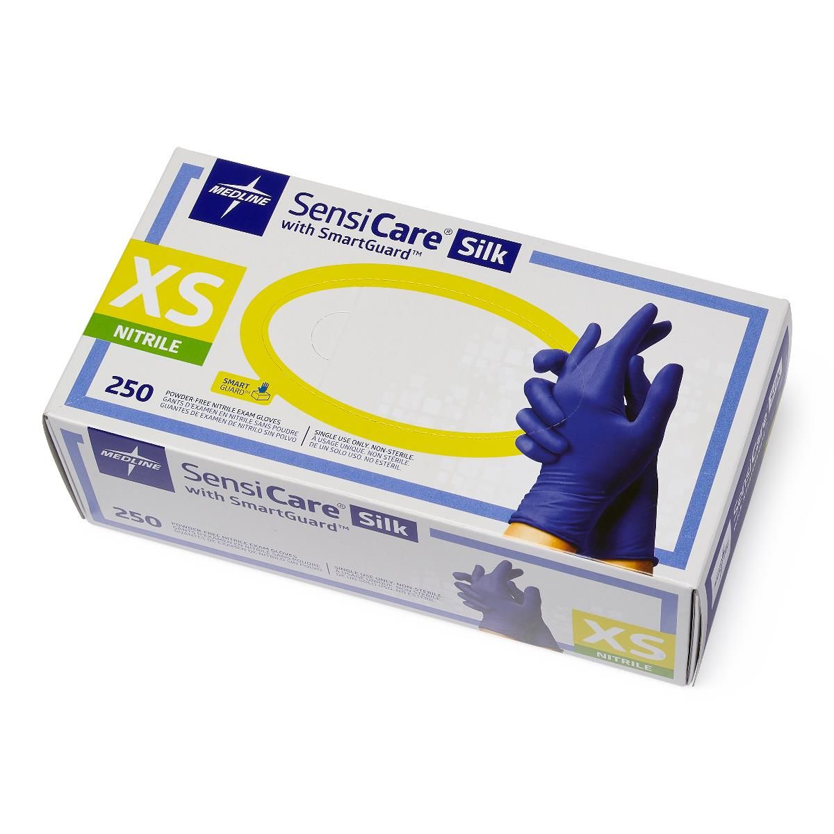 SensiCare Silk Nitrile Exam Gloves SG Box XS 250Ct