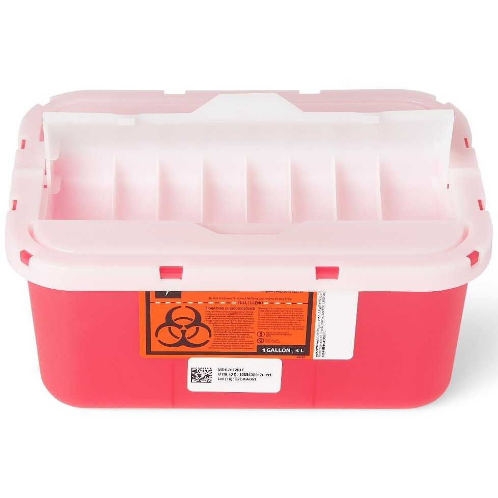 Medline WallMount Sharps Container 1Gallon Red 1Ct