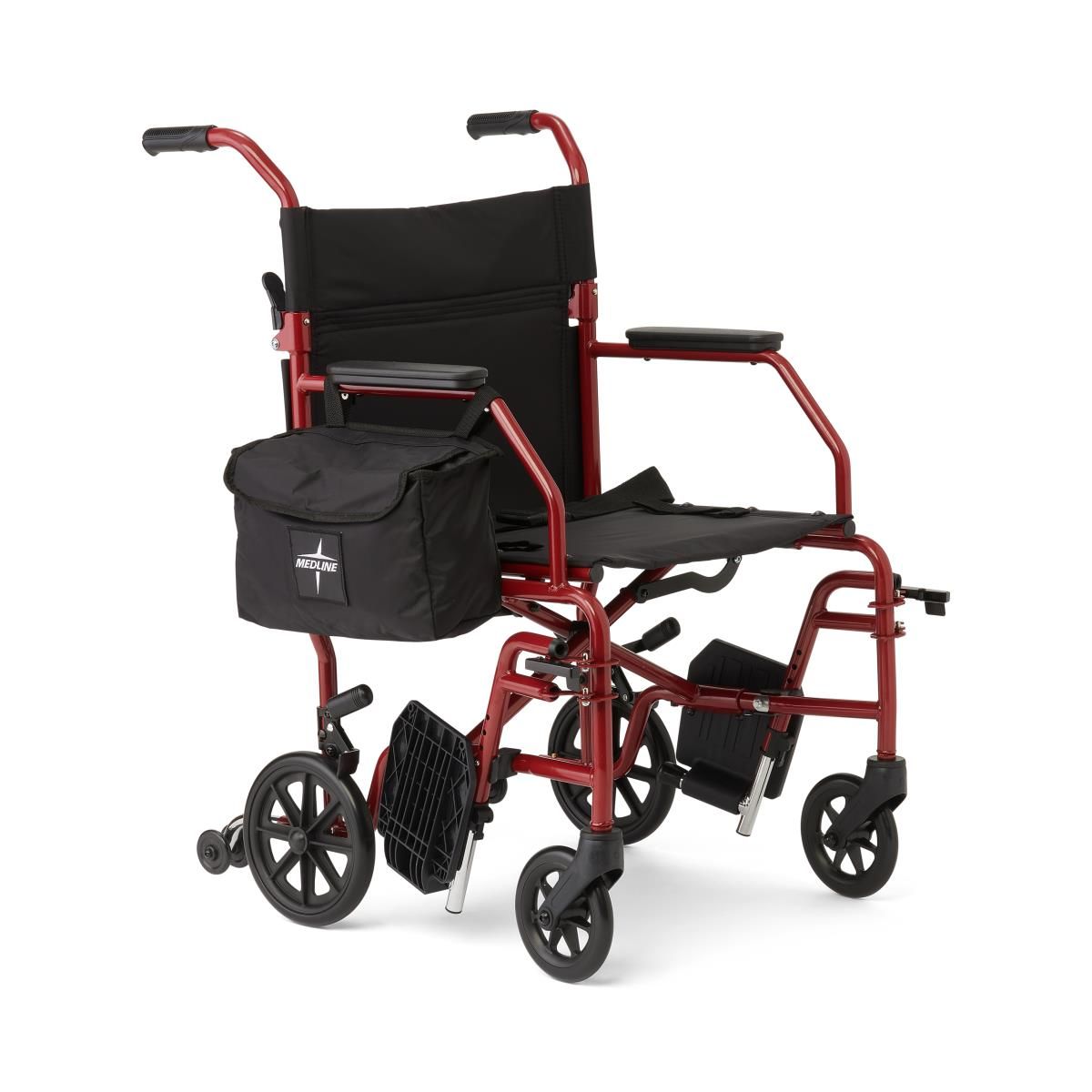 Medline Basic Steel Transport Chair with Permanent Desk-Length
