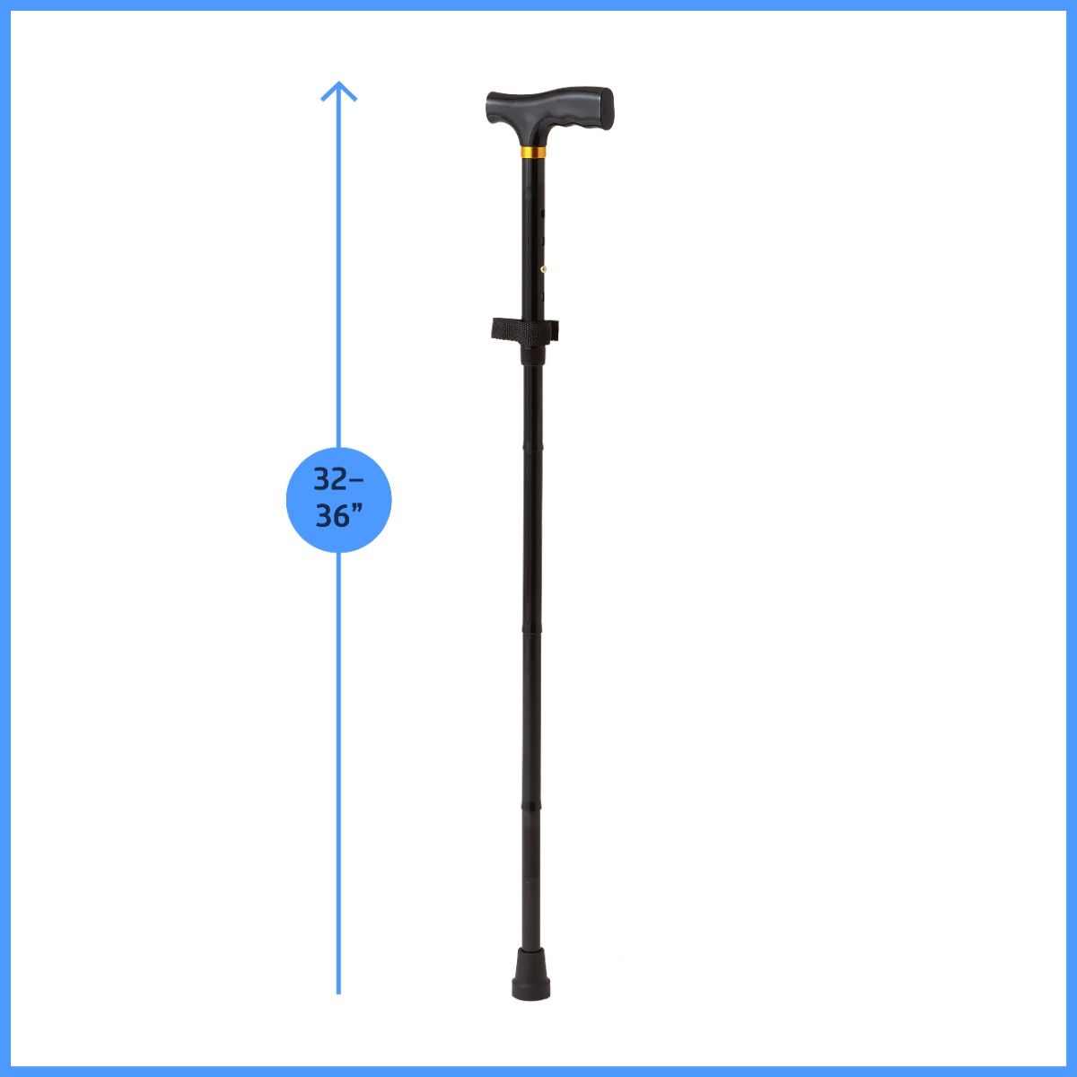 Medline Folding T-Handle Aluminum Cane 250lb Black 1Ct
