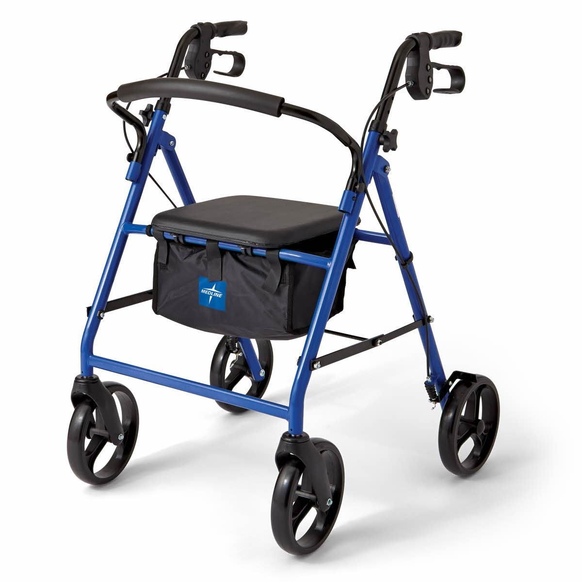 Medline Basic Steel Rollator With 8in Wheels Blue 1Ct