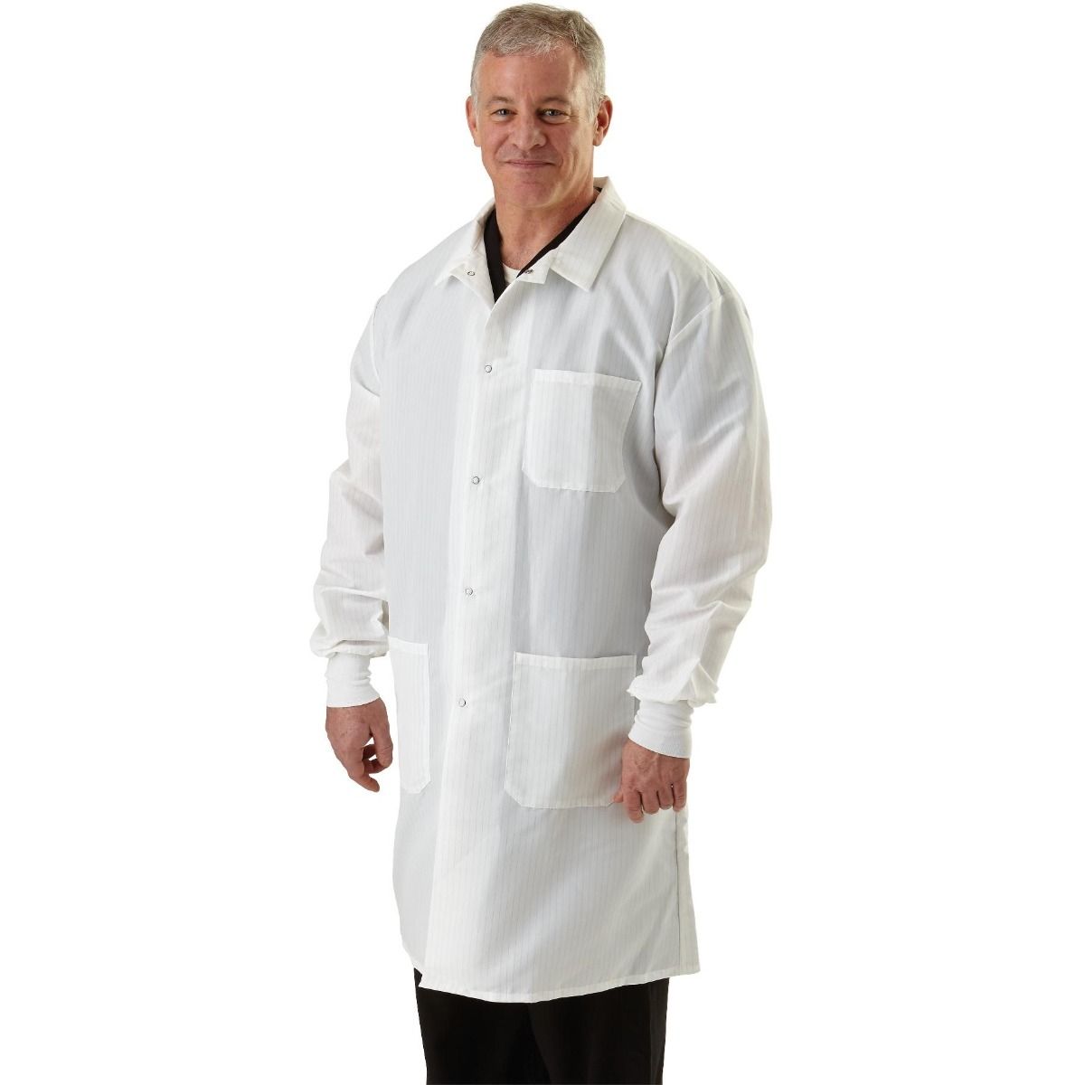 Medline ResiStat Men's Protective Lab Coat White L 1Ct