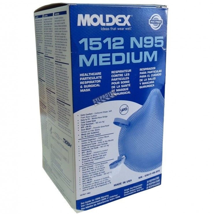 Moldex 1500 Series N95 Respirator Surgical Mask M 160Ct