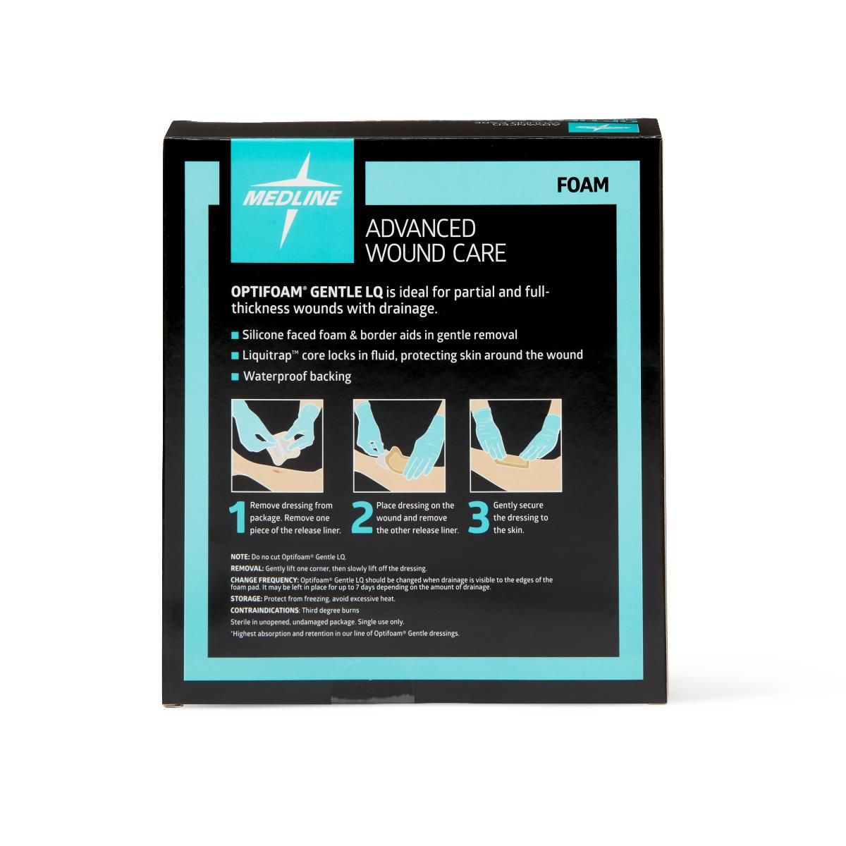 Optifoam Gentle LQ Silicone/Foam Dressing 4x4 10Ct