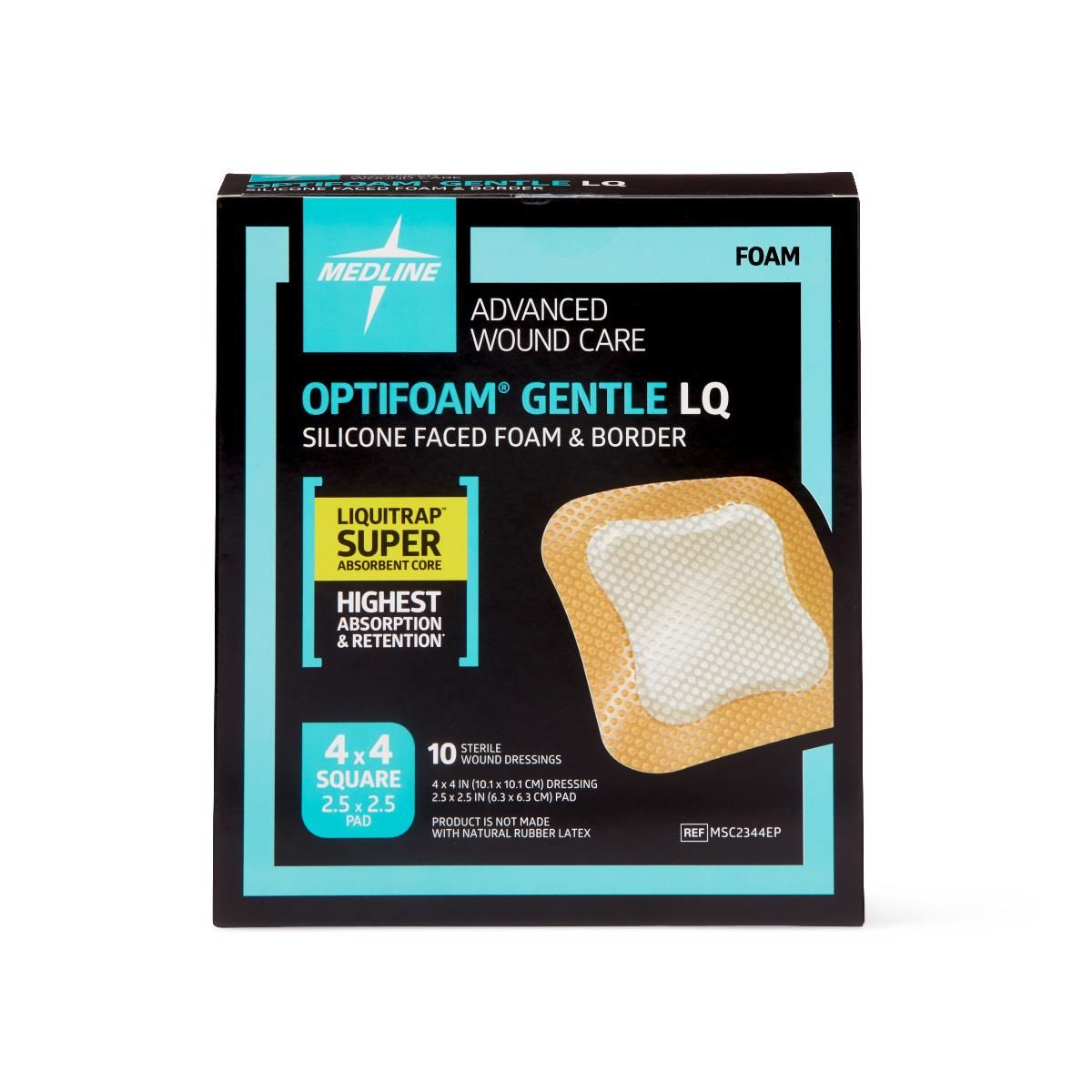 Optifoam Gentle LQ Silicone/Foam Dressing 4x4 10Ct