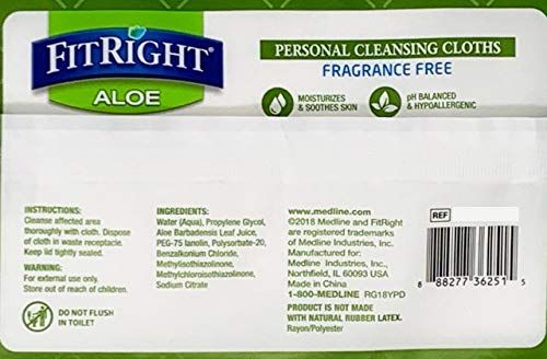 FitRight Aloe Personal Cleansing Incontinence Wipes - 8x10 Inch, Fragrance Free, 12 Pack (816 Wipes Total) - View #3
