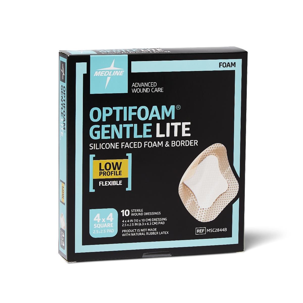 Optifoam Gentle Lite Silicone/Foam Wound Dressing 4x4 100Ct