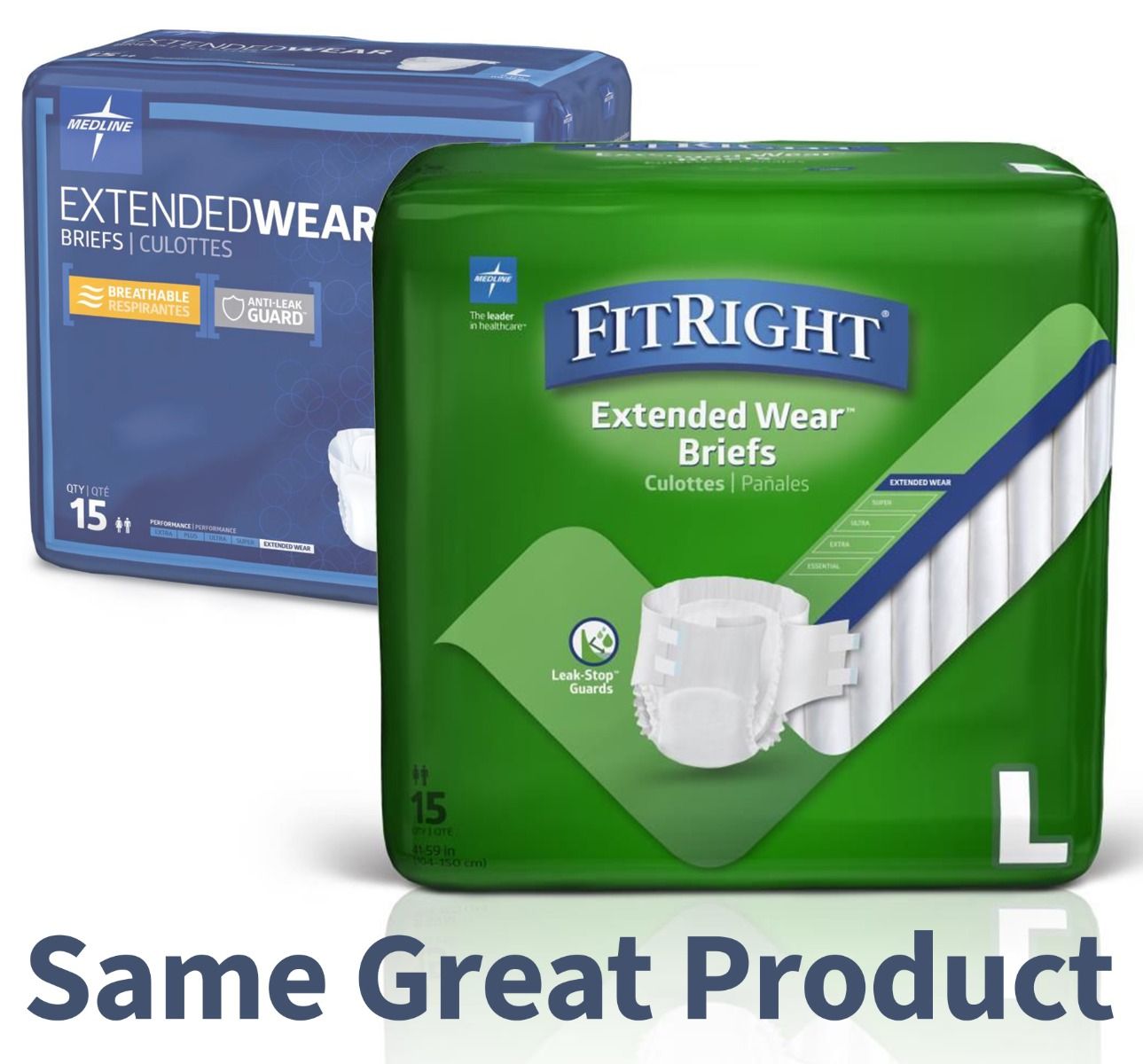 Medline Extended Wear High-Cap Disposable Brief L 60Ct