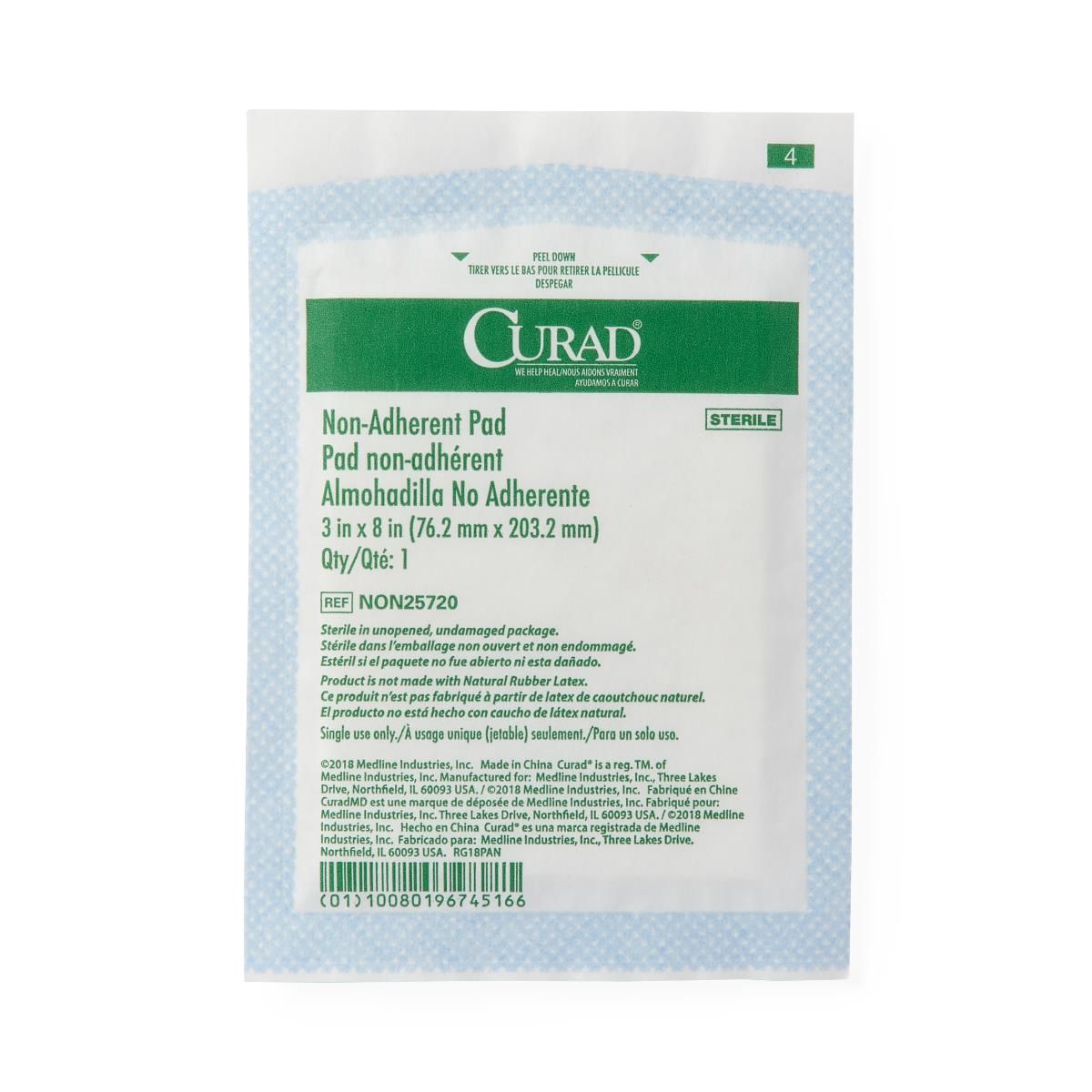 CURAD Sterile Nonadherent Pad 3x8 50Ct