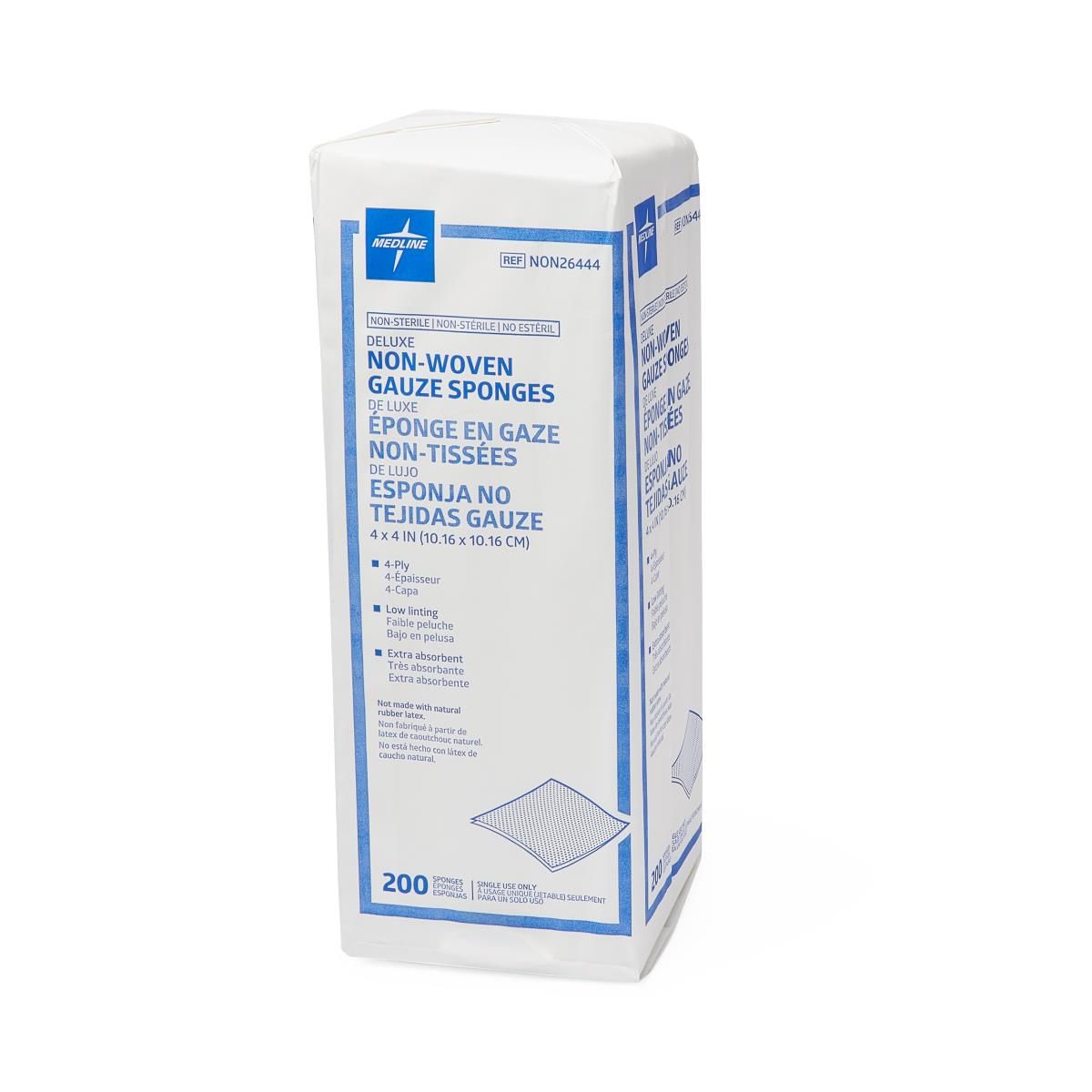 Medline Deluxe NS Nonwoven Gauze Sponge 4ply 4x4 200Ct