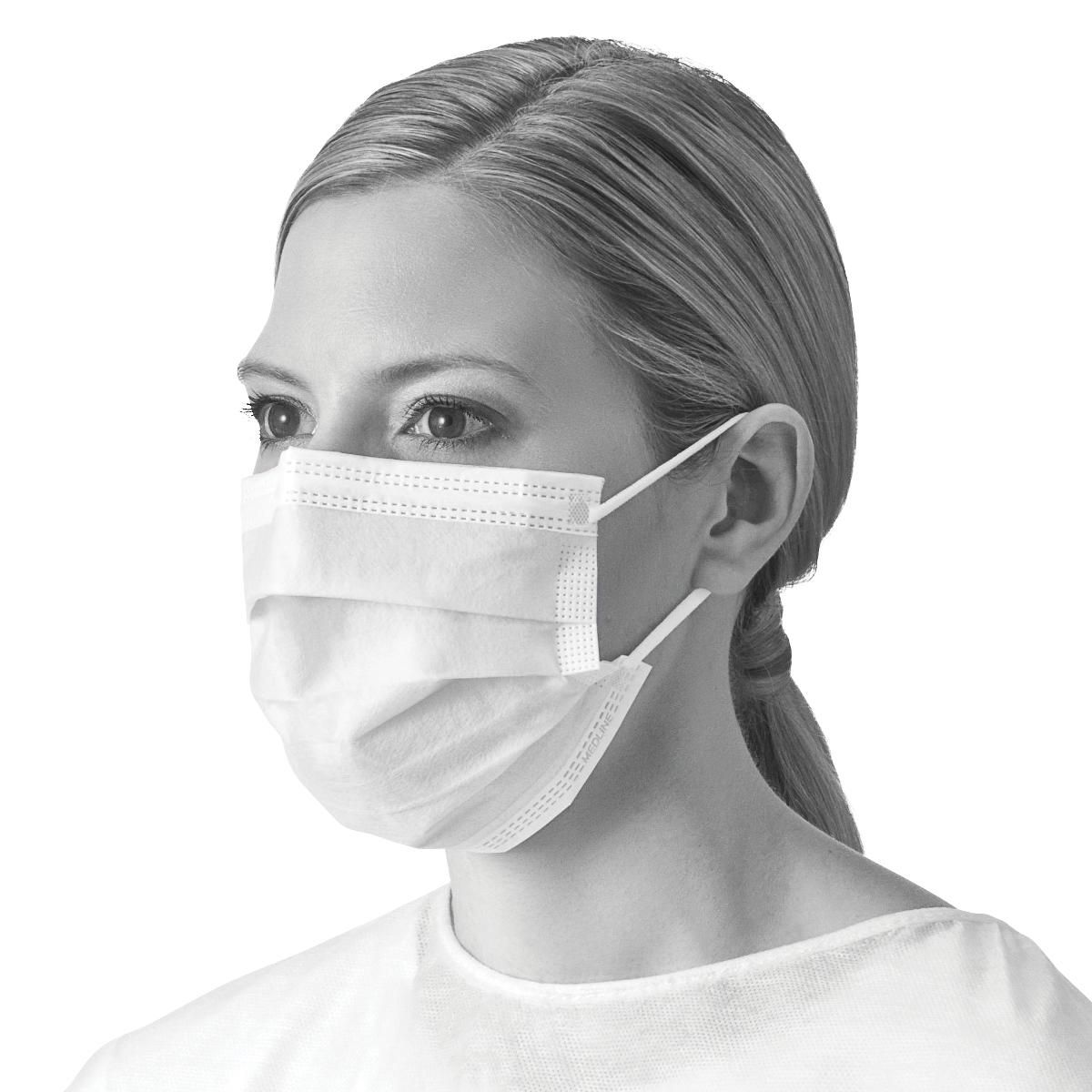 Medline ASTM Level 1 White 3-Ply Face Mask 300Ct