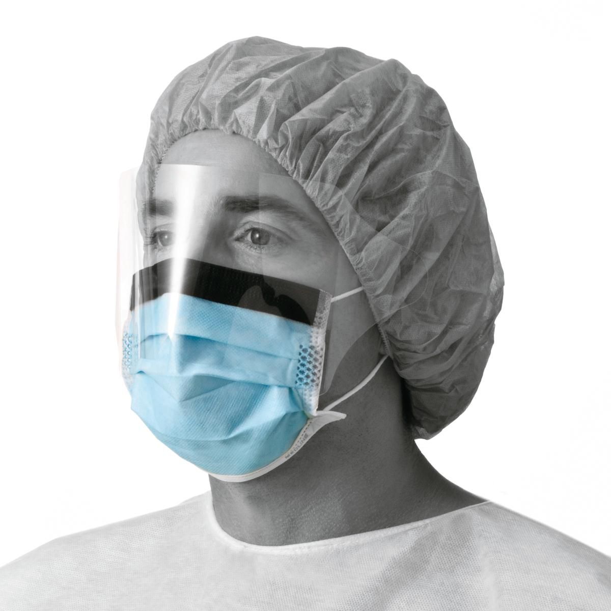 アシュラン　Mask& FoamyWash Medline Basic 3-Ply Antifog Face Mask with Eye Shield 25Ct
