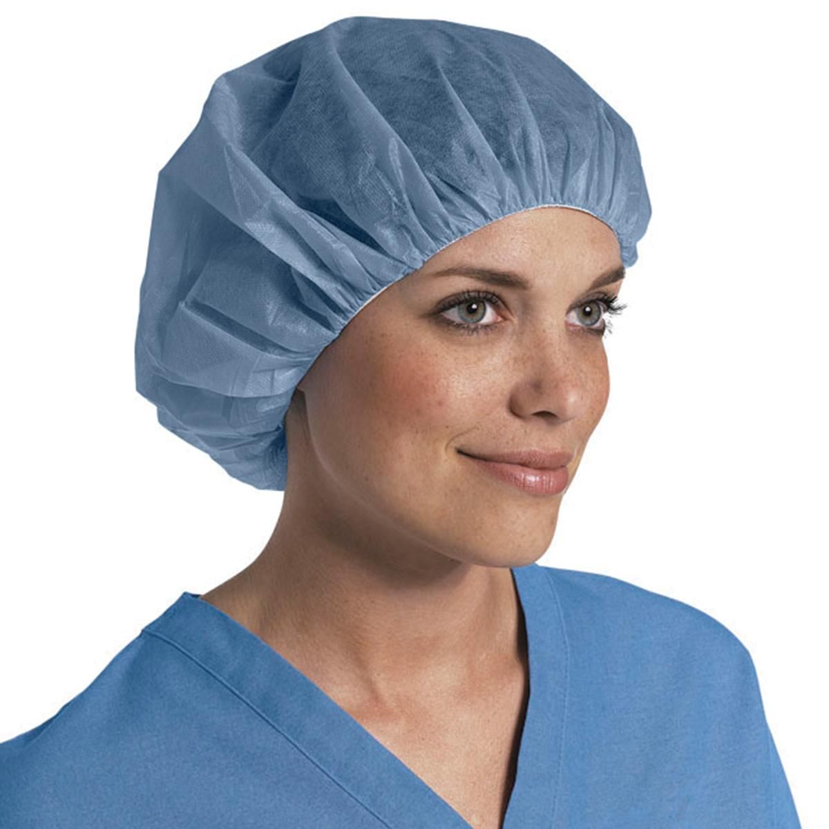 Medline Pro Series Lightweight Bouffant Cap Blue 24in 100Ct