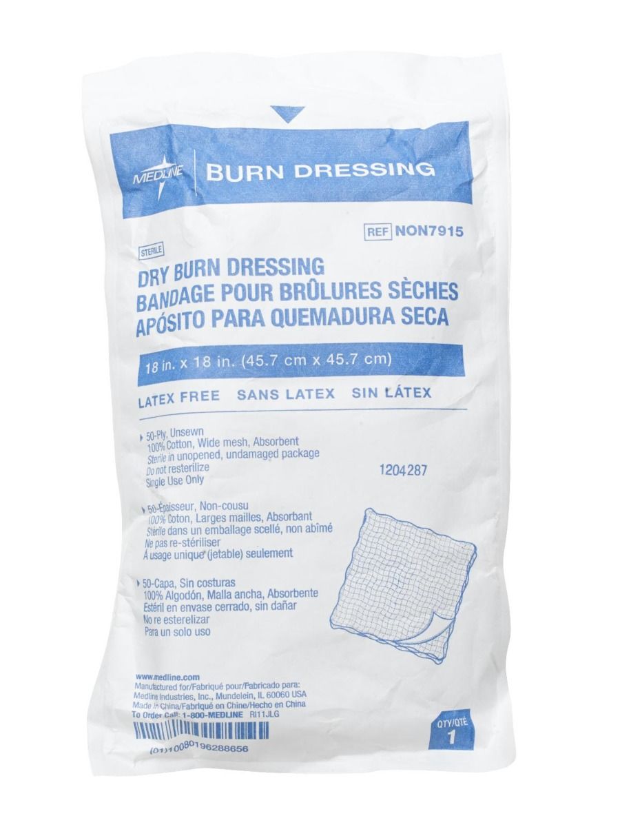 Medline Sterile Cotton Burn Dressing 50ply 18x18 20Ct