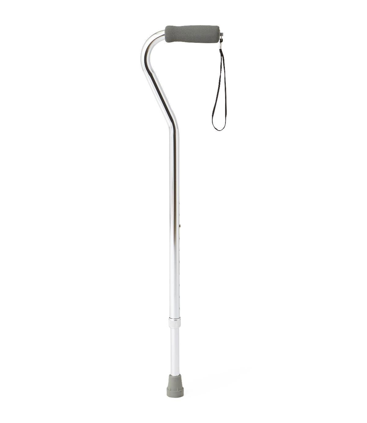 Medline Offset Handle Aluminum Cane 300lb Chrome 6Ct