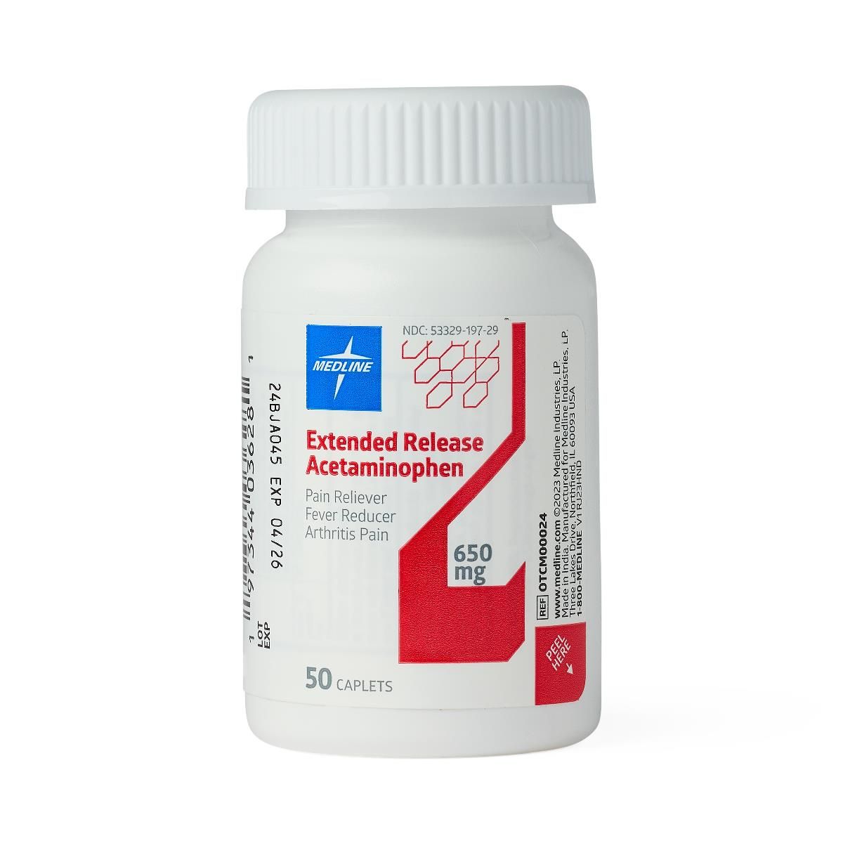 Medline Acetaminophen Extended Release Caplets 650mg 50Ct