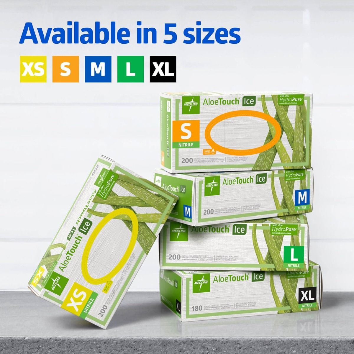 Medline Aloetouch Ice Nitrile Exam Gloves Green M 200Ct