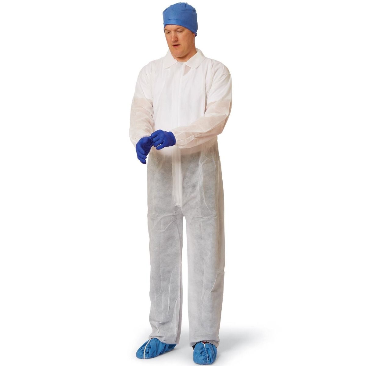 Medline Heavyweight Spunbond Poly Coverall White XL 25Ct