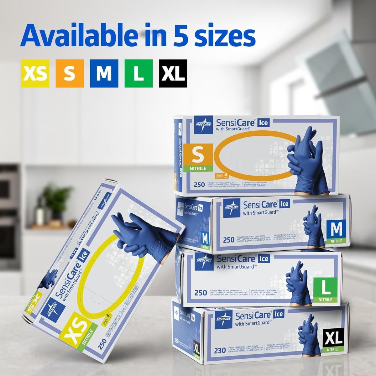 Medline SensiCare Ice Nitrile Exam Gloves XL 230Ct