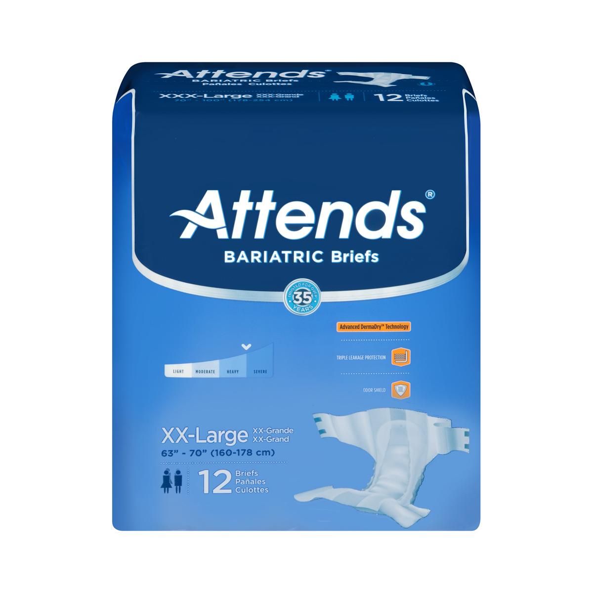 Attends Bariatric Incontinence Briefs Heavy Absorb 2XL 48Ct