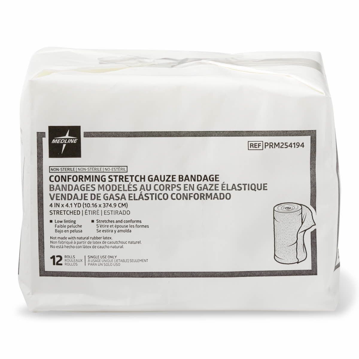 Medline Essentials Conform Stretch Gauze Bandage 4x147 12Ct