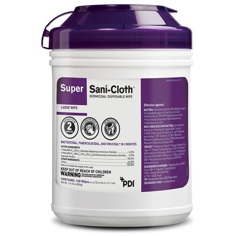 Super Sani-Cloth Germicidal Disposable Wipe 6x6.75 160Ct