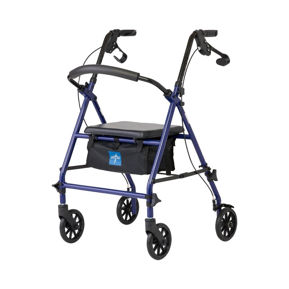 Medline Basic Steel Rollator with 6in Wheels 350lbs Blue 1Ct