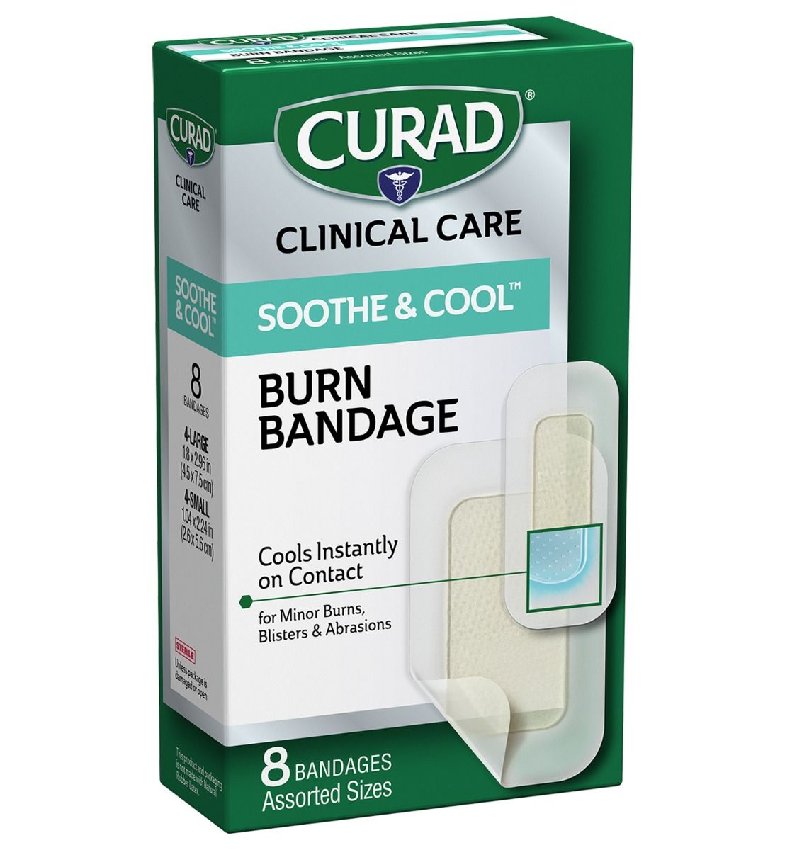 CURAD Soothe & Cool Waterproof Hydrogel Bandage S/M 192Ct