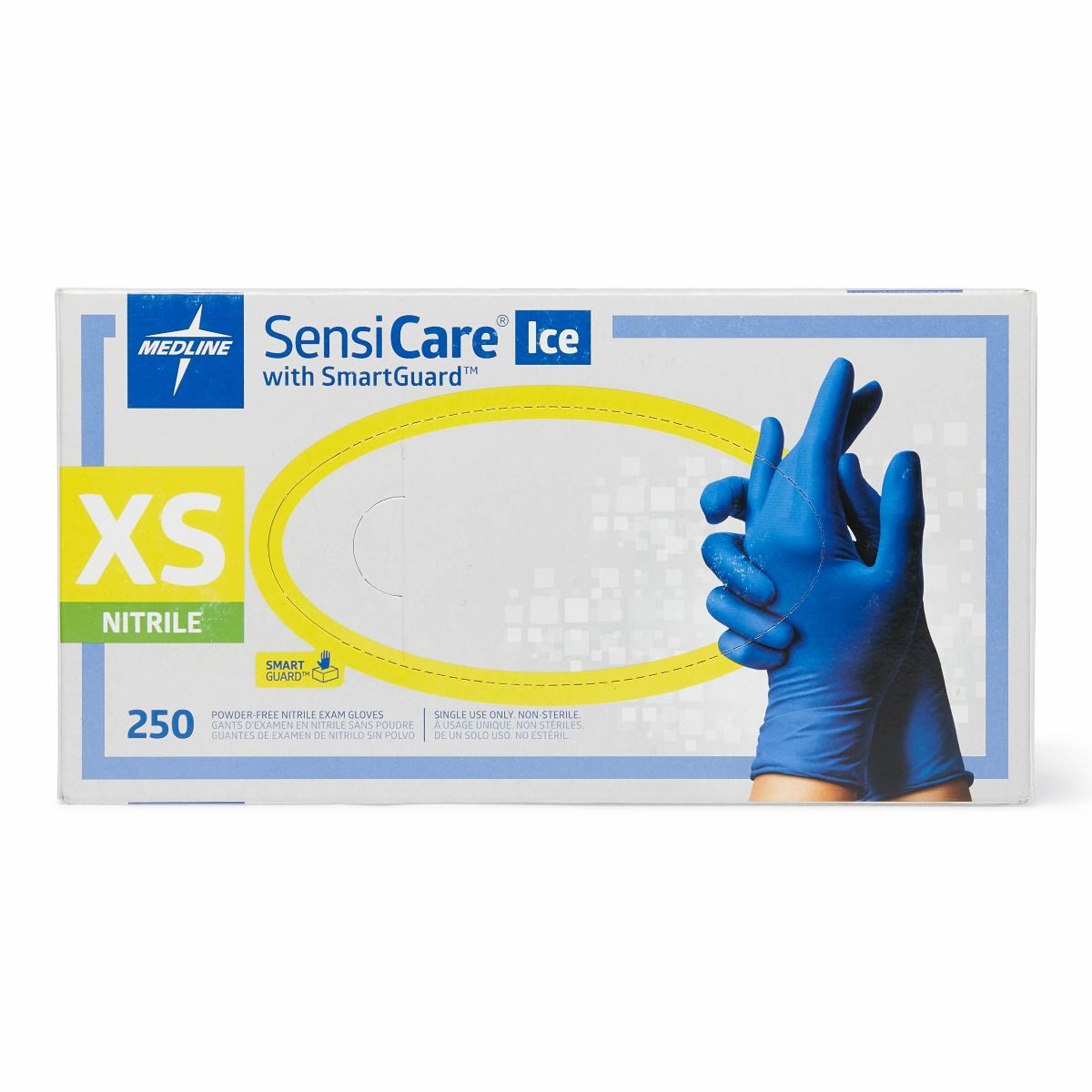 Medline SensiCare Ice Nitrile Exam Gloves SG XS 250Ct