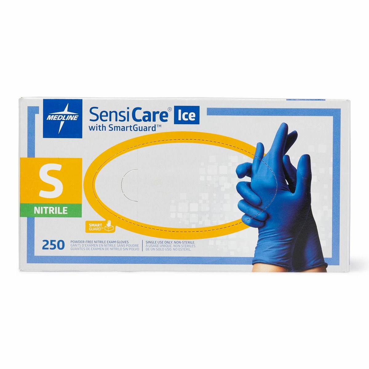 Medline SensiCare Ice Nitrile Exam Gloves SG S 250Ct