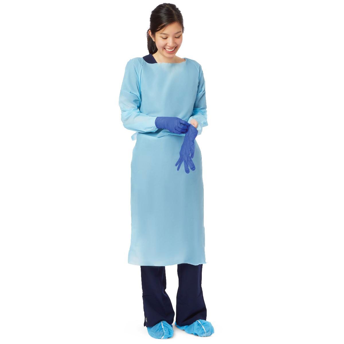 thumbnail image 2 of MedPride Impervious Isolation Poly-Gowns W/ Thumb Hooks – Blue, 100/Box – MPR-70205 2 of 4