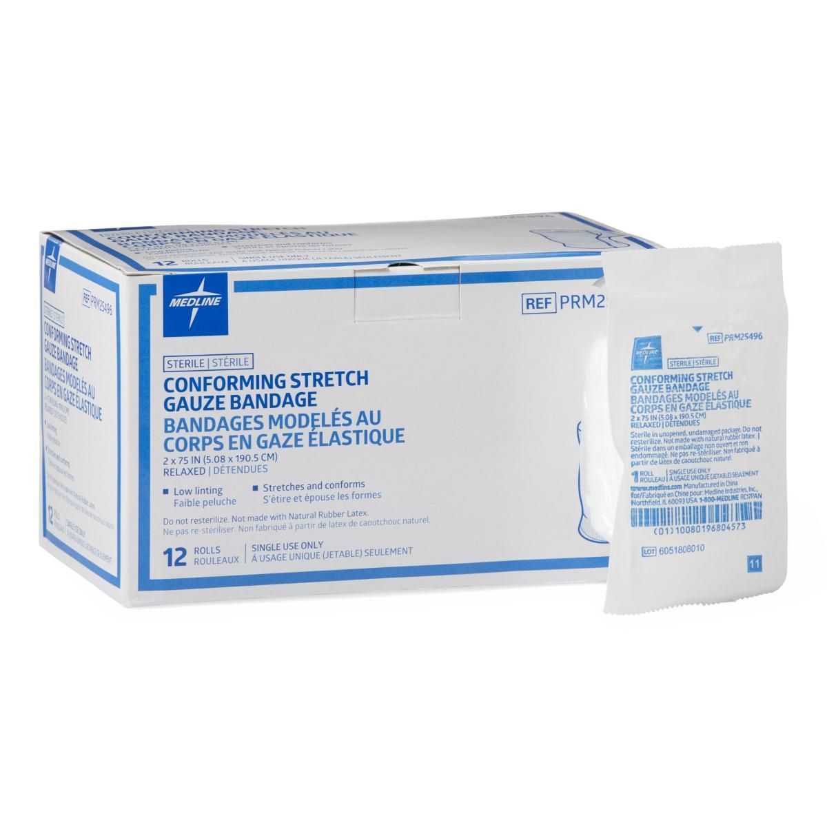 Medline Ster Conform Stretch Gauze Bandage Lt 2x75 96Ct