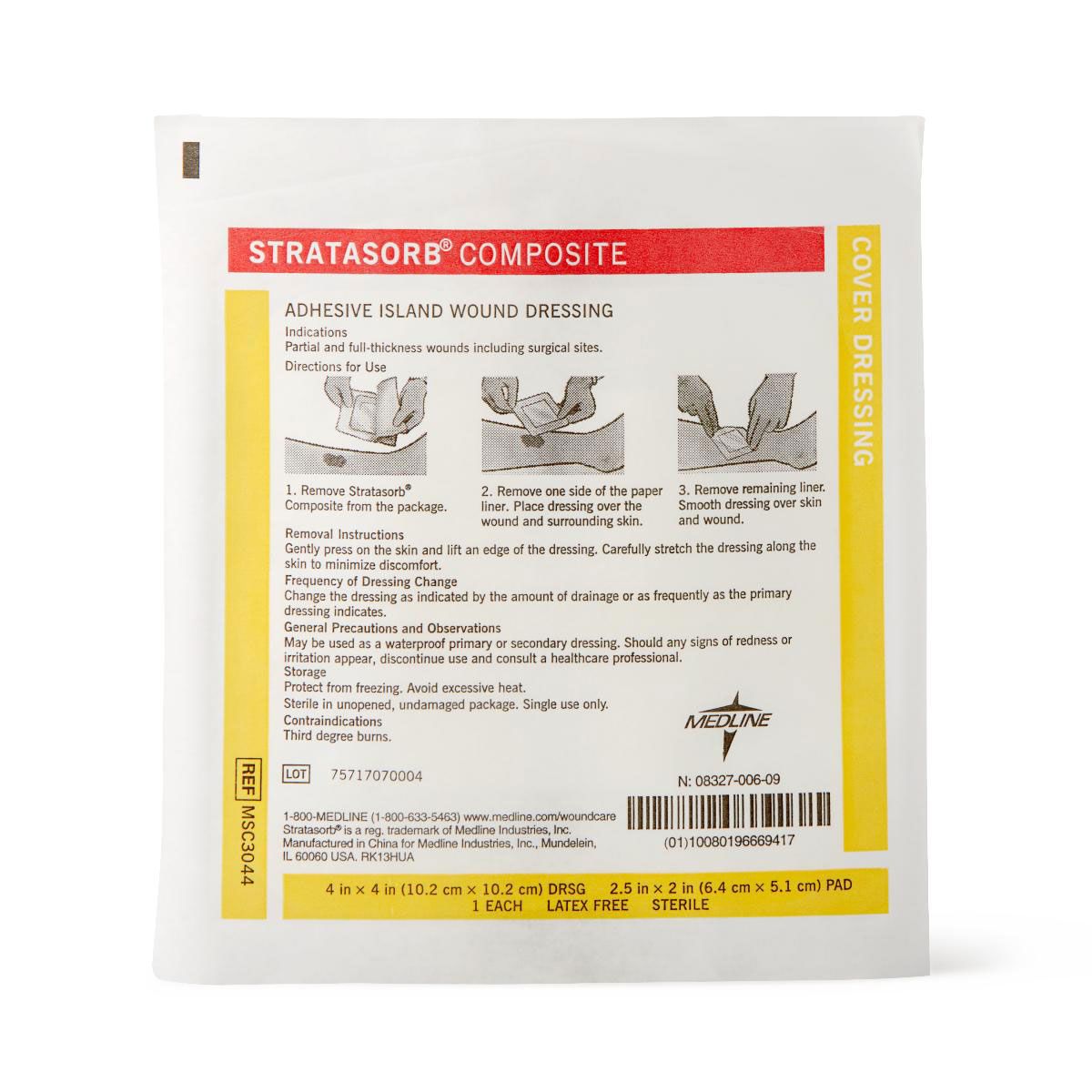 Medline Stratasorb Waterproof Island Dressing 4x4 1Ct