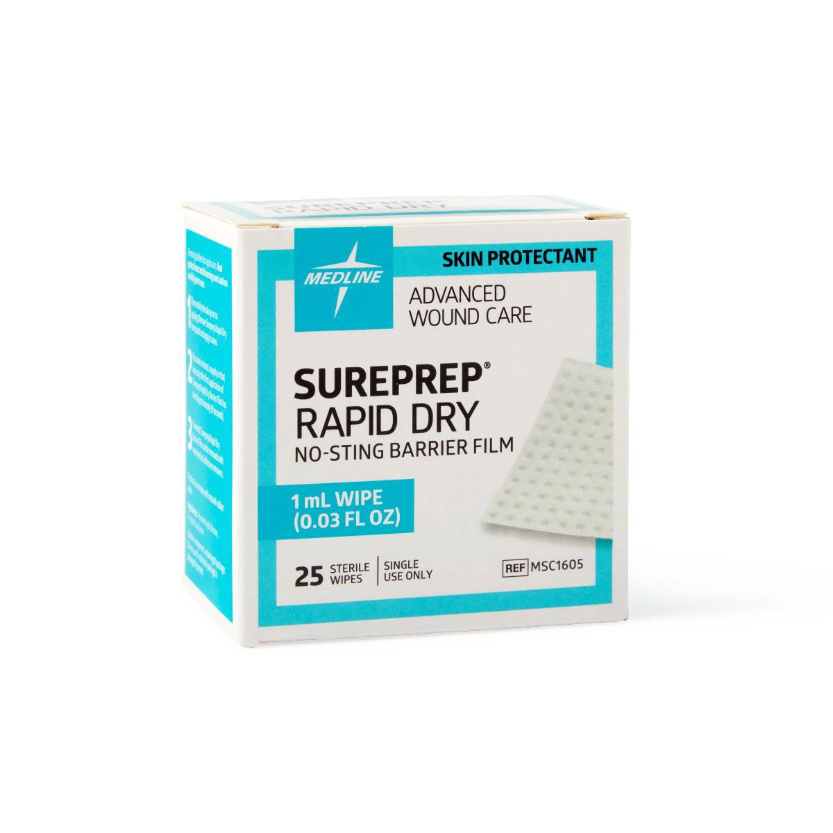 Sureprep Tablet Color Medline SurePrep Rapid Dry Barrier Film 1mL Wipe 25Ct