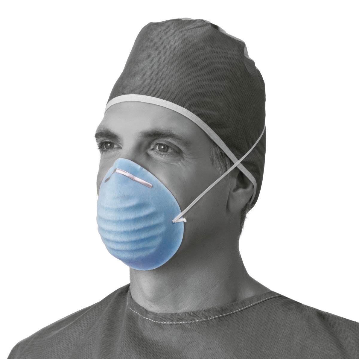 Medline 3-Ply Cone Face Mask with Elastic Band 300Ct