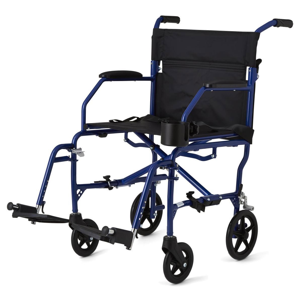 Medline Ultralight Transport Chair 300lb Blue 1Ct