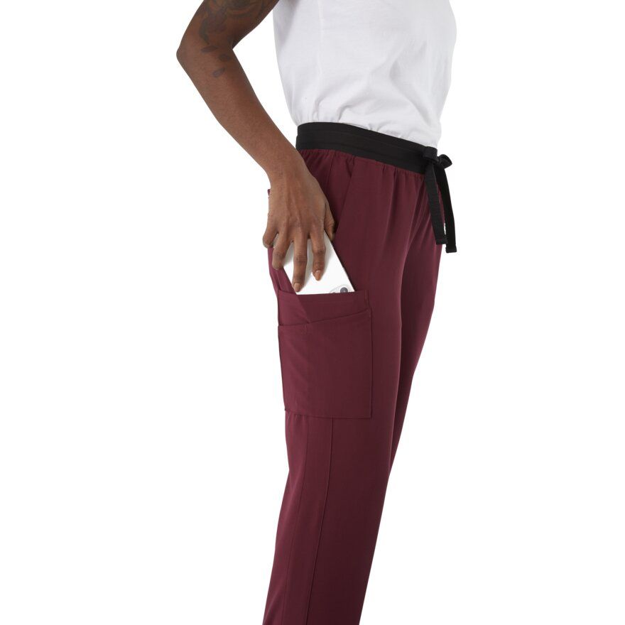 Varick ave Women's Scrub Pants Wine S Petite