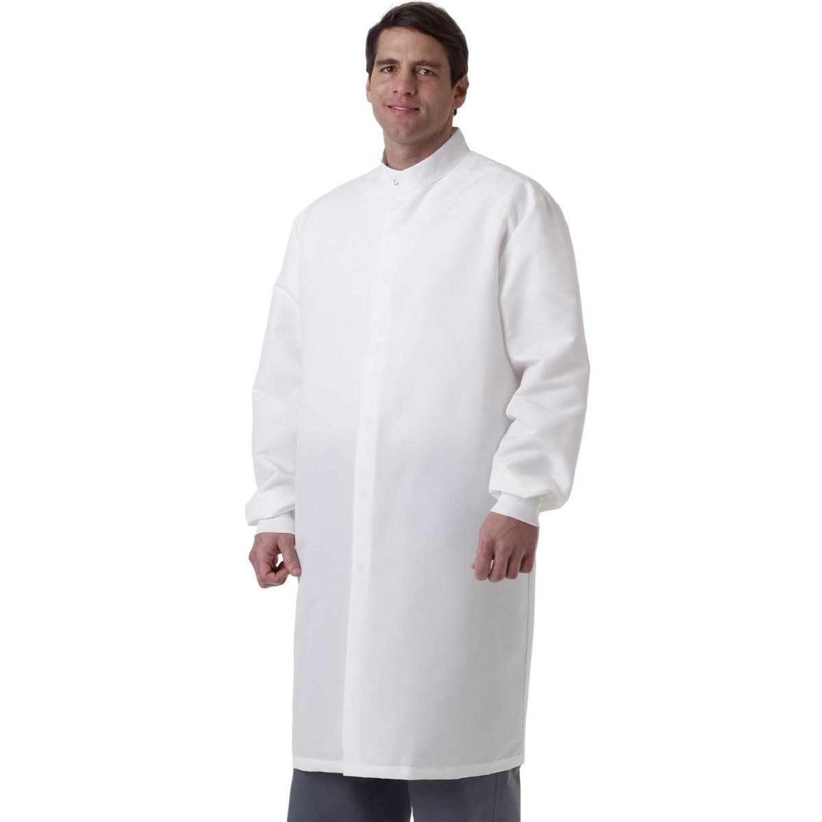 Medline Unisex Barrier Lab Coat No Pockets White L 1Ct
