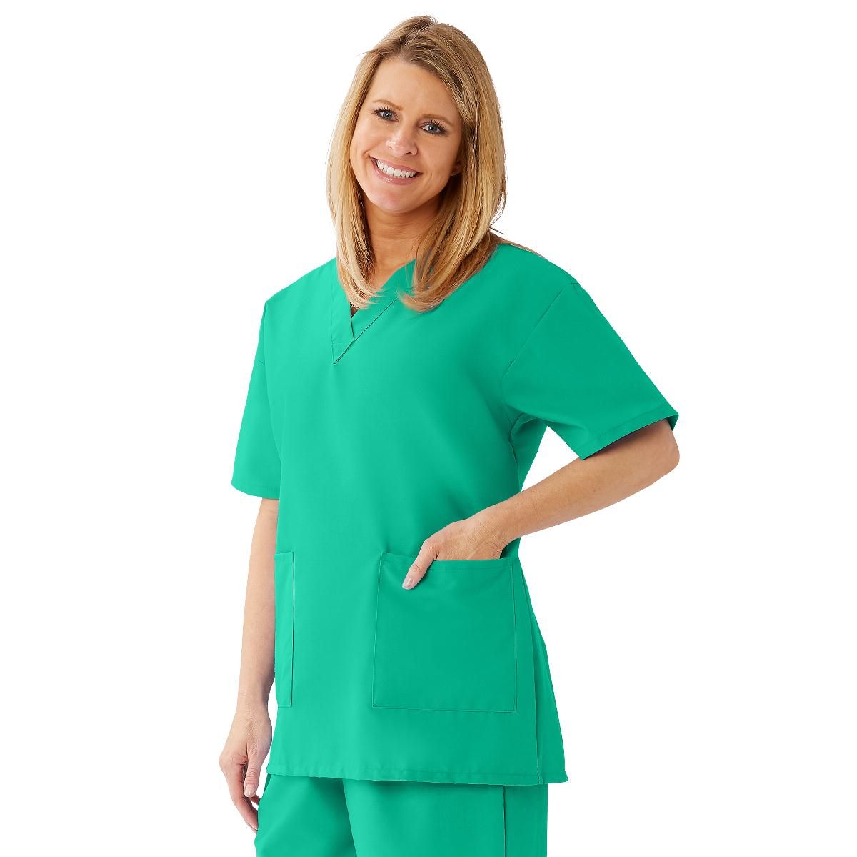 AngelStat Ladies 2 Pocket VNeck Scrub Top Jade M 1Ct
