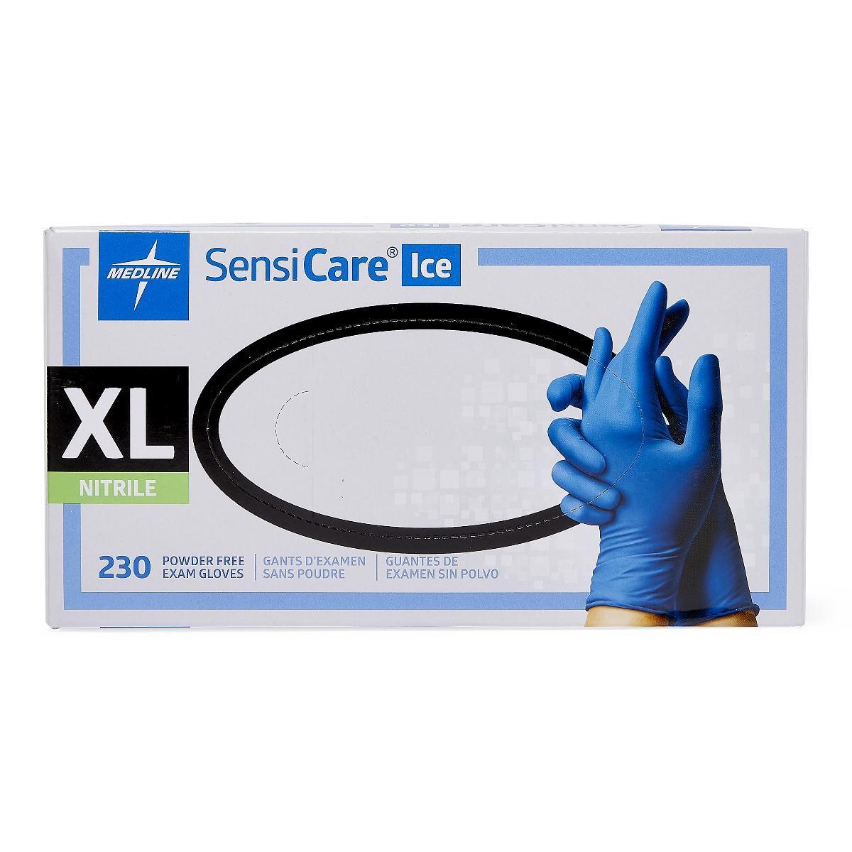 Medline SensiCare Ice Nitrile Exam Gloves XL 230Ct