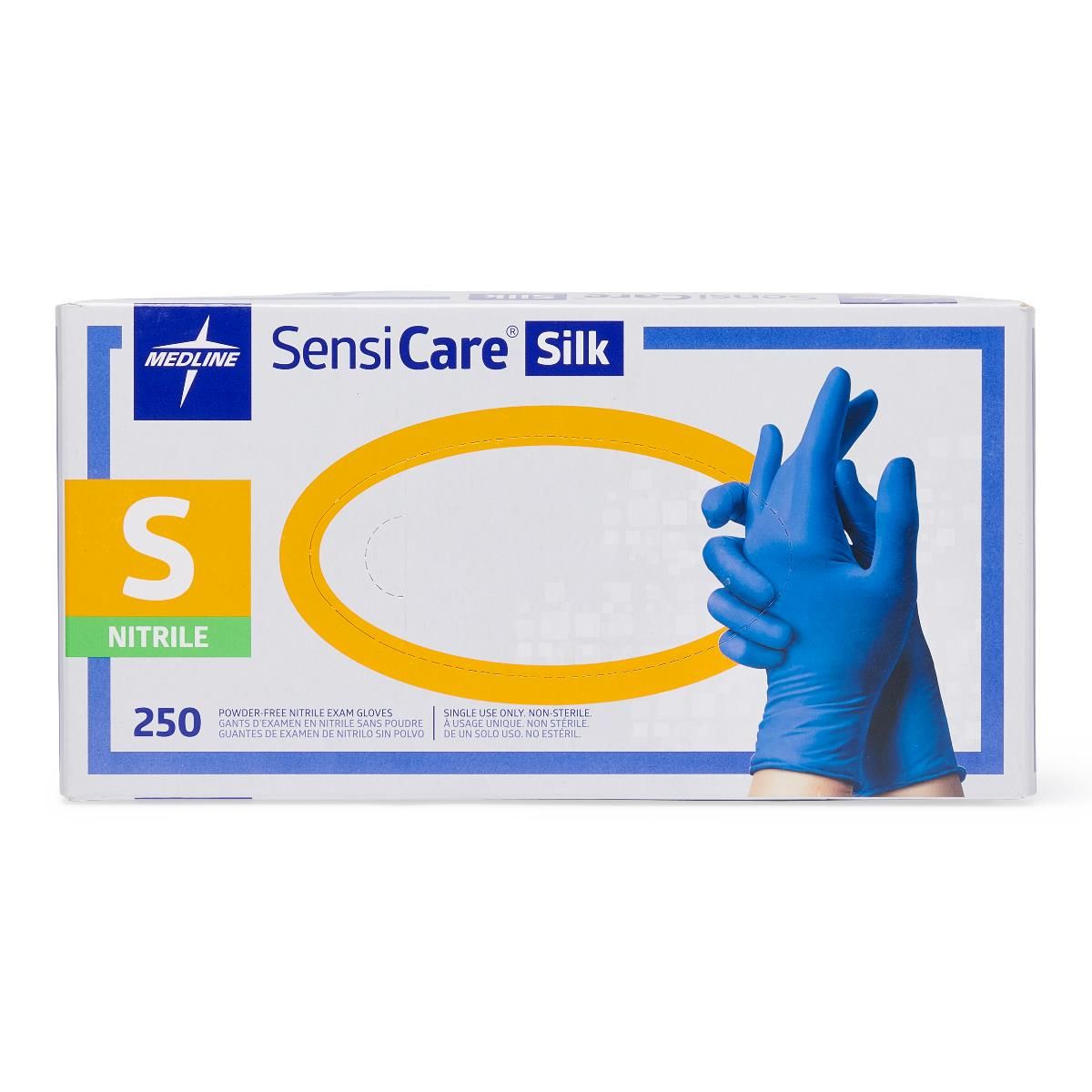 Medline SensiCare Silk Nitrile Exam Gloves S 250Ct
