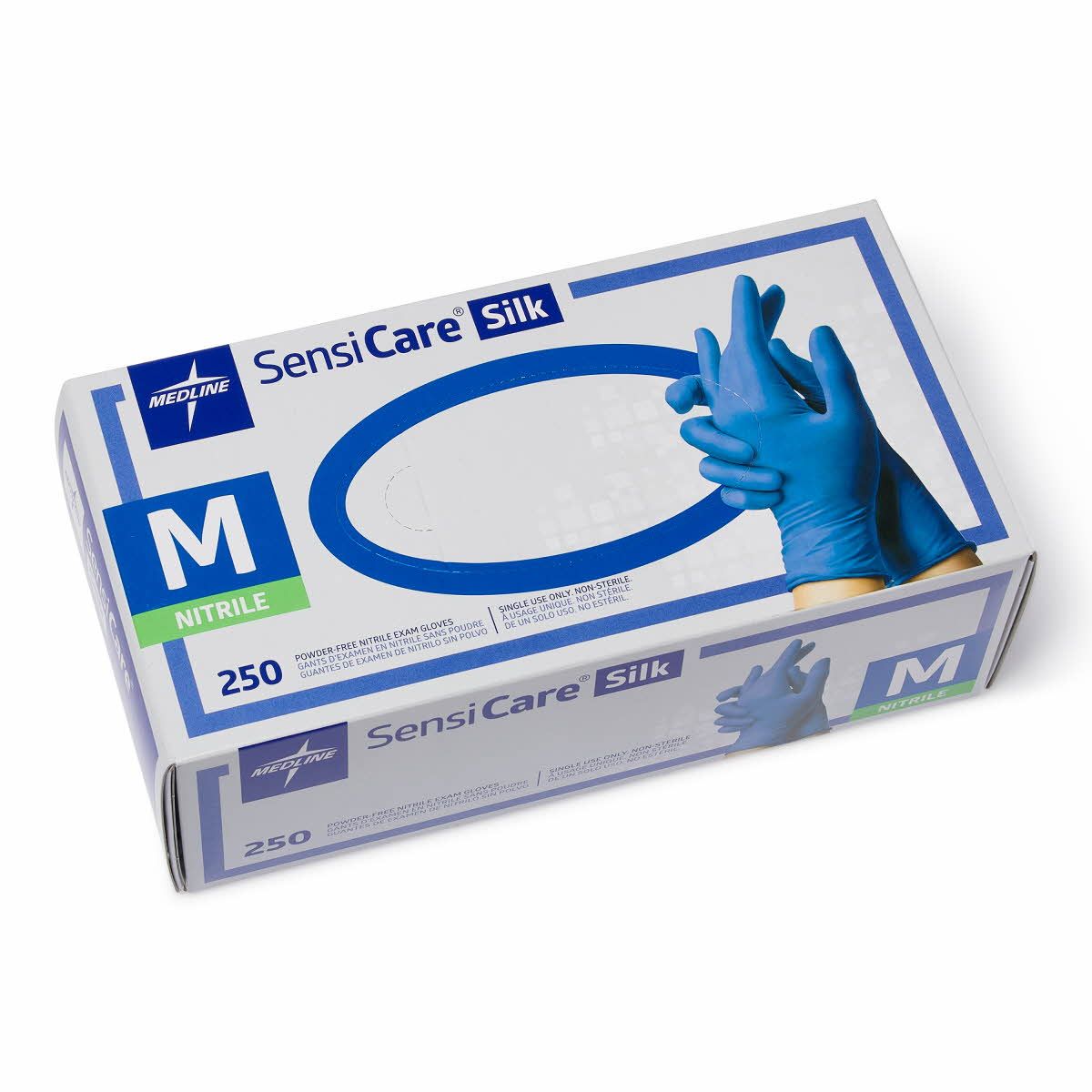 Medline SensiCare Silk Nitrile Exam Gloves M 2500Ct