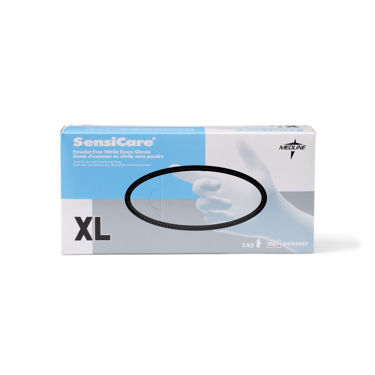 Medline SensiCare Nitrile Exam Gloves XL 140Ct