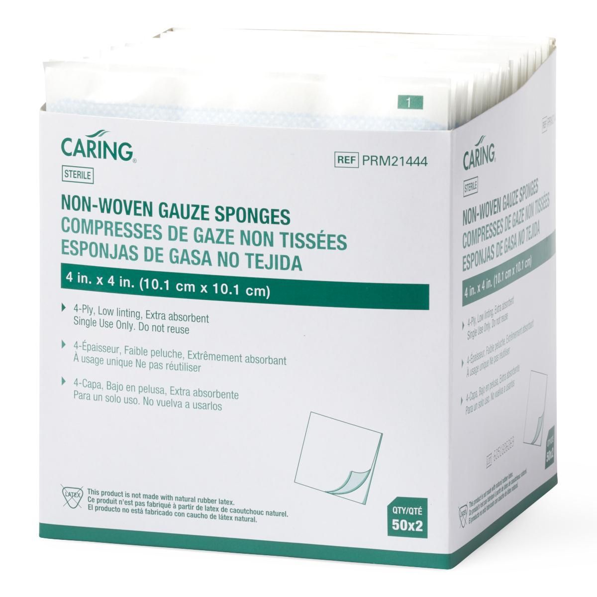 Medline Sterile Nonwoven Gauze Sponges 2s 4ply 4x4 1200Ct